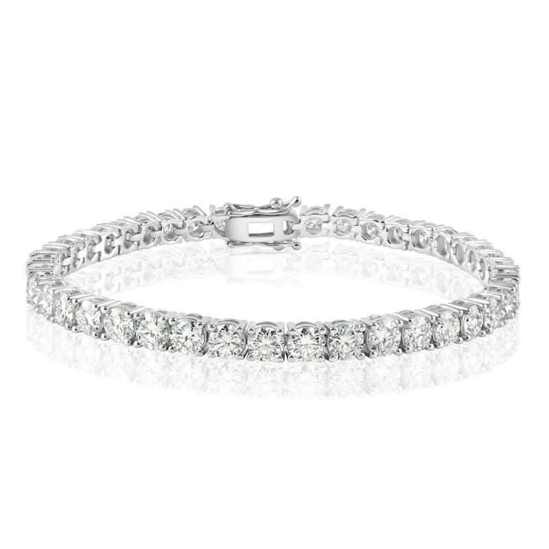 Rhodium Plated 925 Sterling Silver Moissanite Stone 4mm Tennis Bracelet - MBGB00002 | Silver Palace Inc.