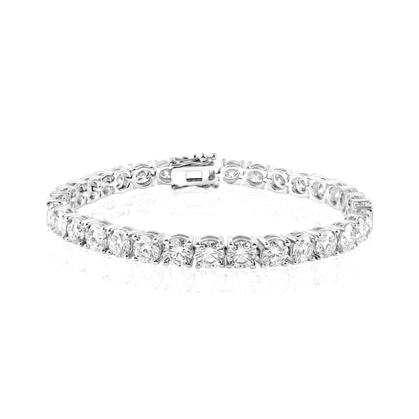 Rhodium Plated 925 Sterling Silver Moissanite Stone 5mm Tennis Bracelet - MBGB00003 | Silver Palace Inc.