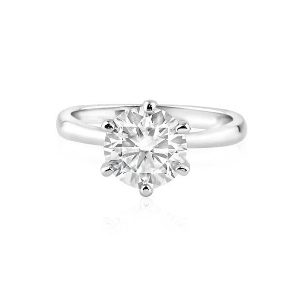 Rhodium Plated 925 Sterling Silver 2 Carat Moissanite Ring - MBGR00002 | Silver Palace Inc.