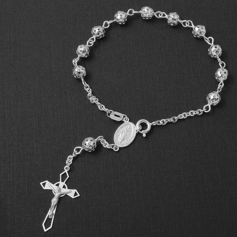 Silver 925 Filigree Rosary Bracelet 5.8mm - ROSB11-6MM | Silver Palace Inc.