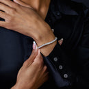 Rhodium Plated 925 Sterling Silver Round Lab Grown Diamond 3mm Tennis Bracelet - LGMB00001