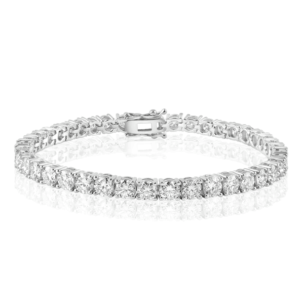 Rhodium Plated 925 Sterling Silver Moissanite Stone 4mm Tennis Bracelet - MGMB00086 | Silver Palace Inc.