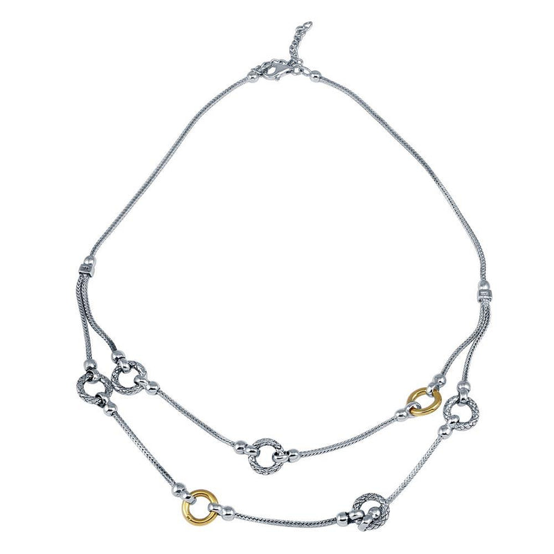 Closeout-Silver 925 Two-Toned Layered Necklace - N000005 | Silver Palace Inc.