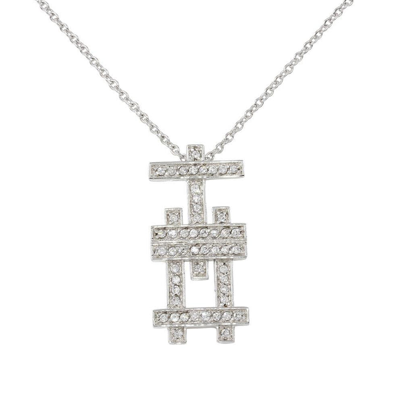 Closeout-Silver 925 Rhodium Plated Symbol Necklace with CZ - N000012 | Silver Palace Inc.