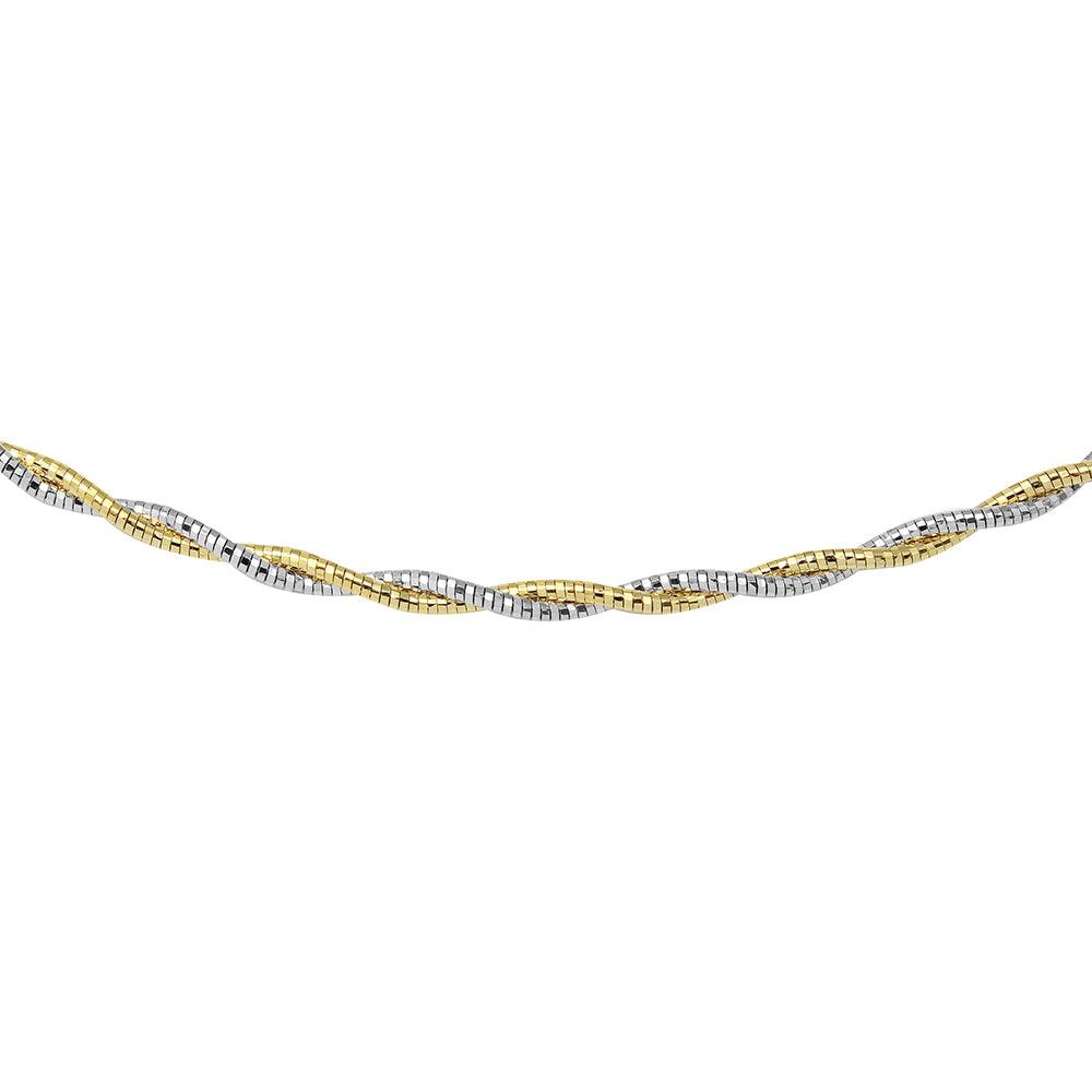 Silver 925 2 Toned 2 Layer Omega Spring 180 Chain Rhodium and Gold Plated 2.7mm - CH904 GP | Silver Palace Inc. #plating_gold