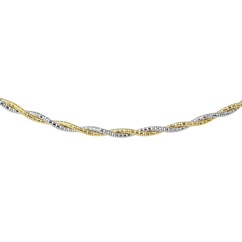 Silver 925 2 Toned 2 Layer Omega Spring 180 Chain Rhodium and Gold Plated 2.7mm - CH904 GP | Silver Palace Inc.