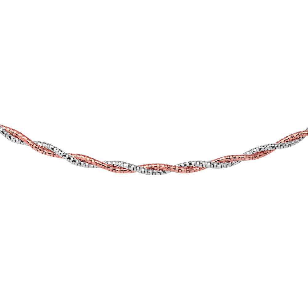Silver 925 2 Toned 2 Layer Omega Spring Chain Rhodium And Rose Gold Plated 2.7mm - CH905 RGP | Silver Palace Inc. #plating_rose gold