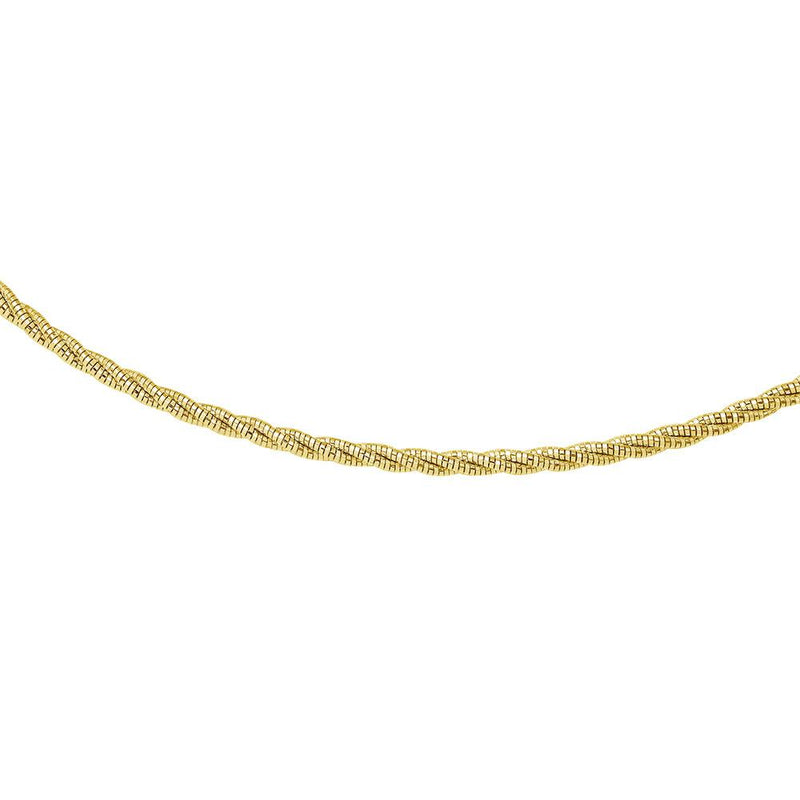 Silver 925 3 Layer Twisted Omega Spring Chain Gold Plated 3mm - CH912 GP | Silver Palace Inc.
