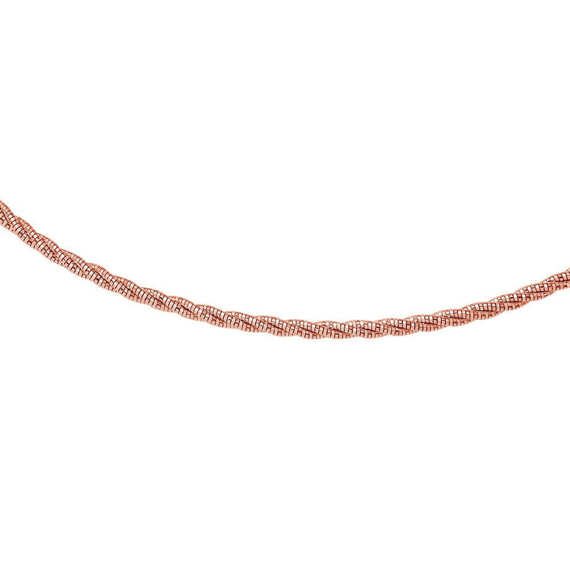 Silver 925 3 Layer Twisted Omega Spring Chain Rose Gold Plated 3mm - CH913 RGP | Silver Palace Inc.