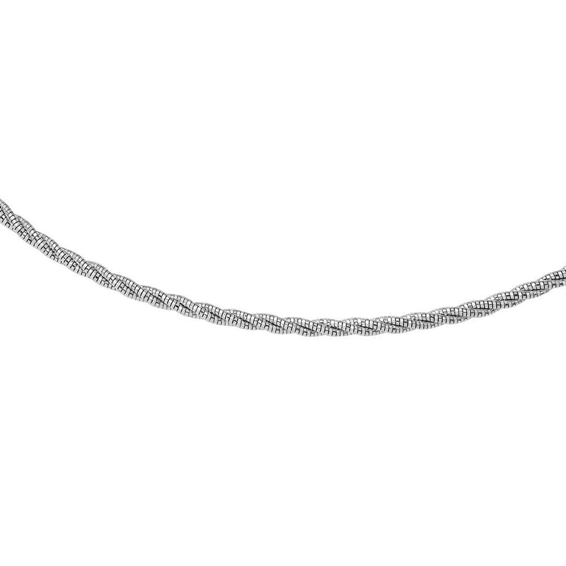 Silver 925 3 Layer Twisted Omega Spring Chain Rhodium Plated 3mm - CH911 RH | Silver Palace Inc.