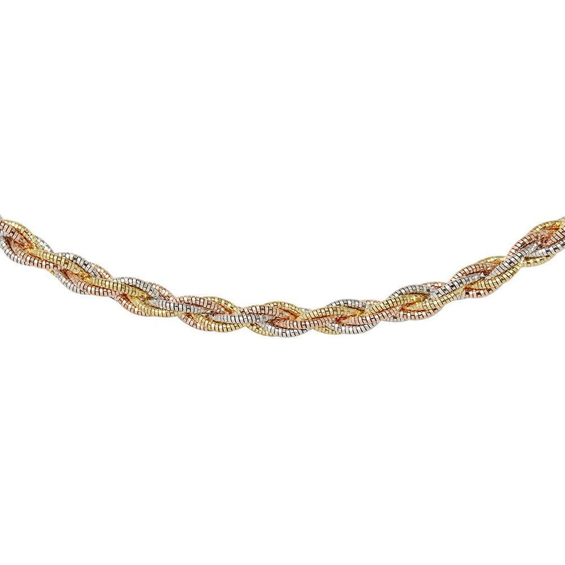 Silver 925 6 Layer Twisted Omega Spring Chain 3 Toned Plated 5.5mm - CH917A MUL | Silver Palace Inc.