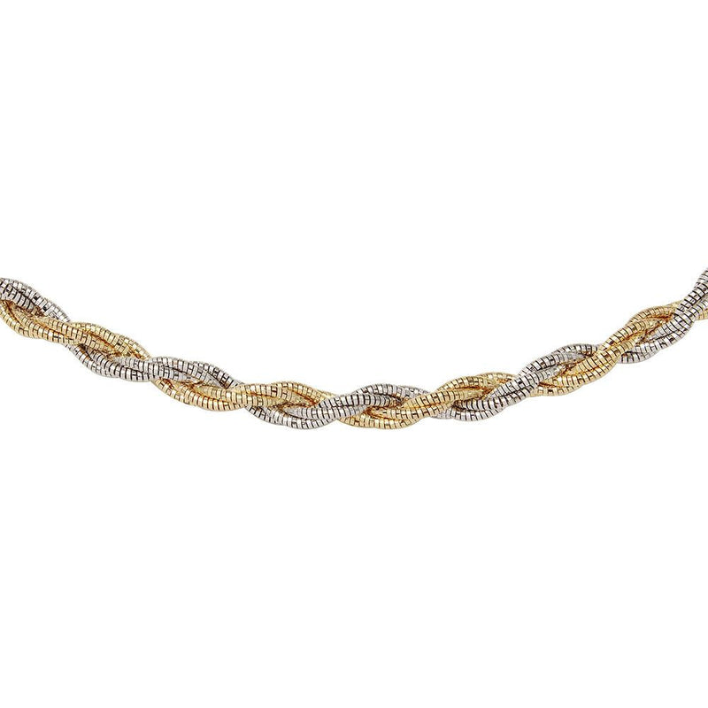 Silver 925 6 Layer Twisted Omega Spring Chain Gold And Rhodium Plated 5.5mm - CH916 GP | Silver Palace Inc.