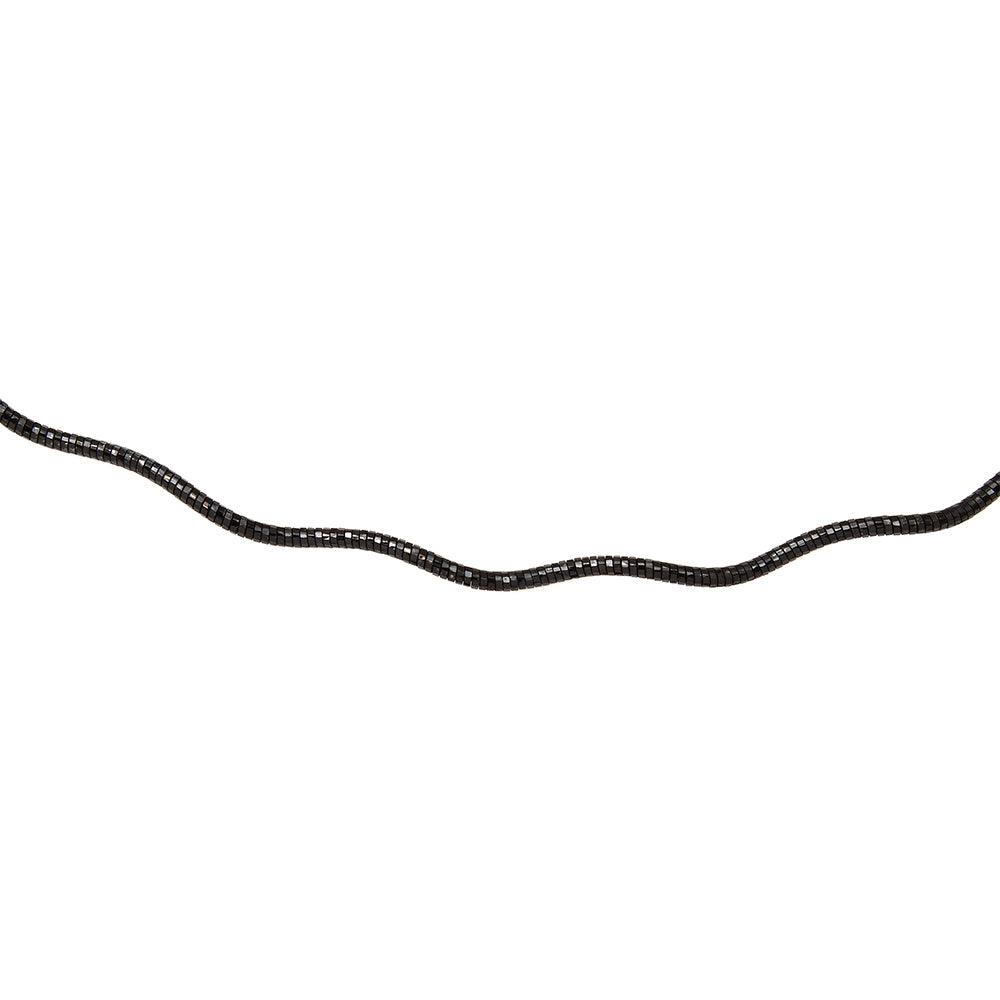 Silver 925 1 Layer Wave Omega Spring Chain Black Rhodium Plated 1.3mm - CH925 BLK | Silver Palace Inc. #plating_black rhodium