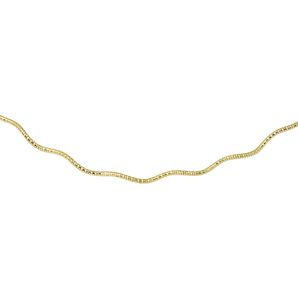 Silver 925 1 Layer Wave Omega Spring Chain Gold Plated 1.3mm - CH923 GP | Silver Palace Inc. #plating_gold