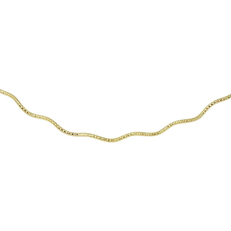 Silver 925 1 Layer Wave Omega Spring Chain Gold Plated 1.3mm - CH923 GP | Silver Palace Inc.