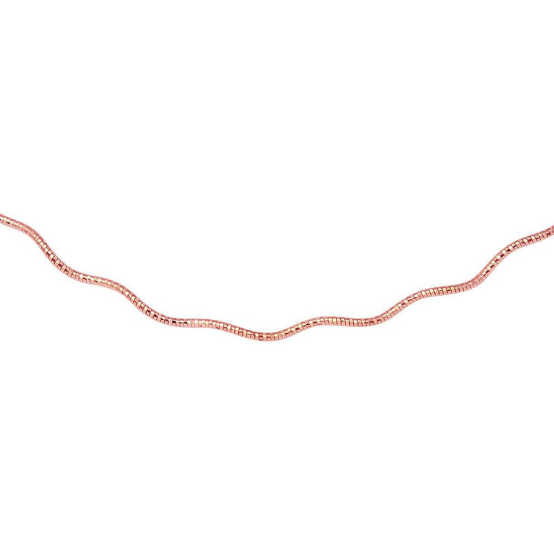 Silver 925 1 Layer Wave Omega Spring Chain Rose Gold Plated 1.3mm - CH924 RGP | Silver Palace Inc.