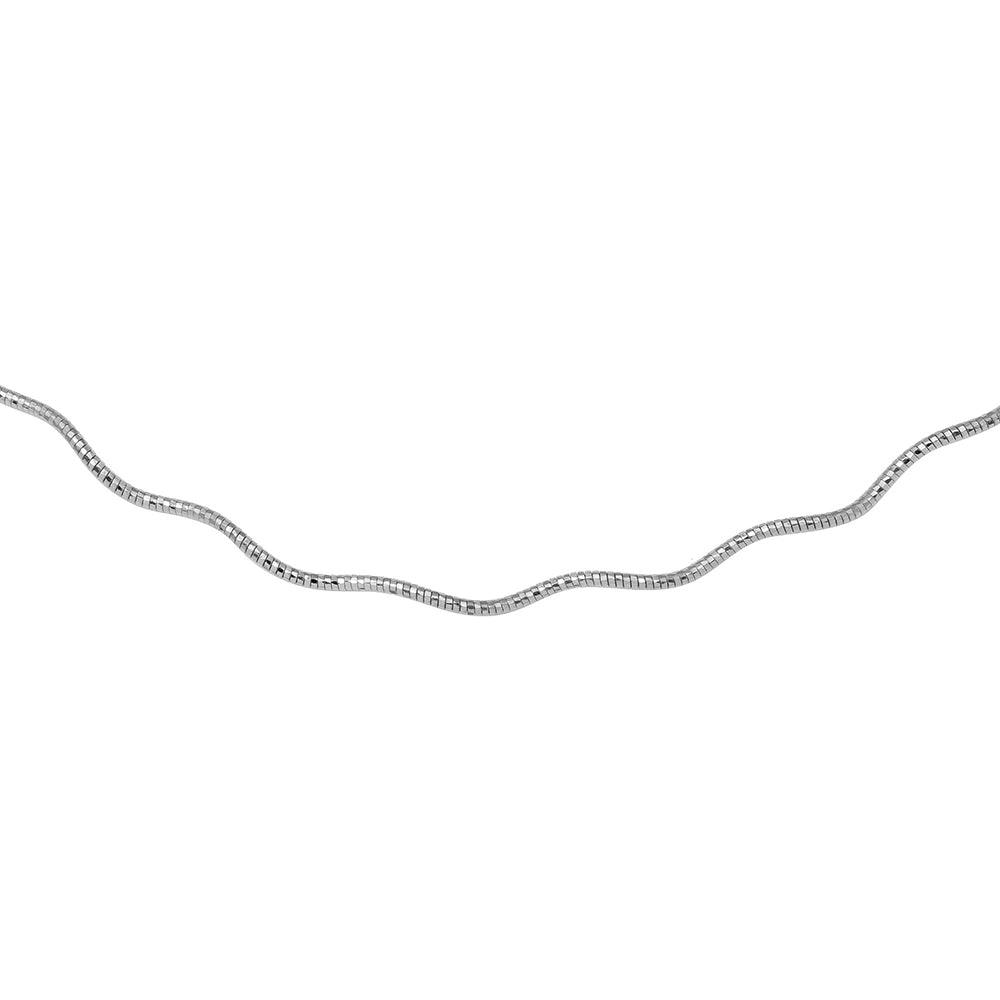 Silver 925 1 Layer Wave Omega Spring Chain Rhodium Plated 1.3mm - CH922 RH | Silver Palace Inc. #plating_rhodium