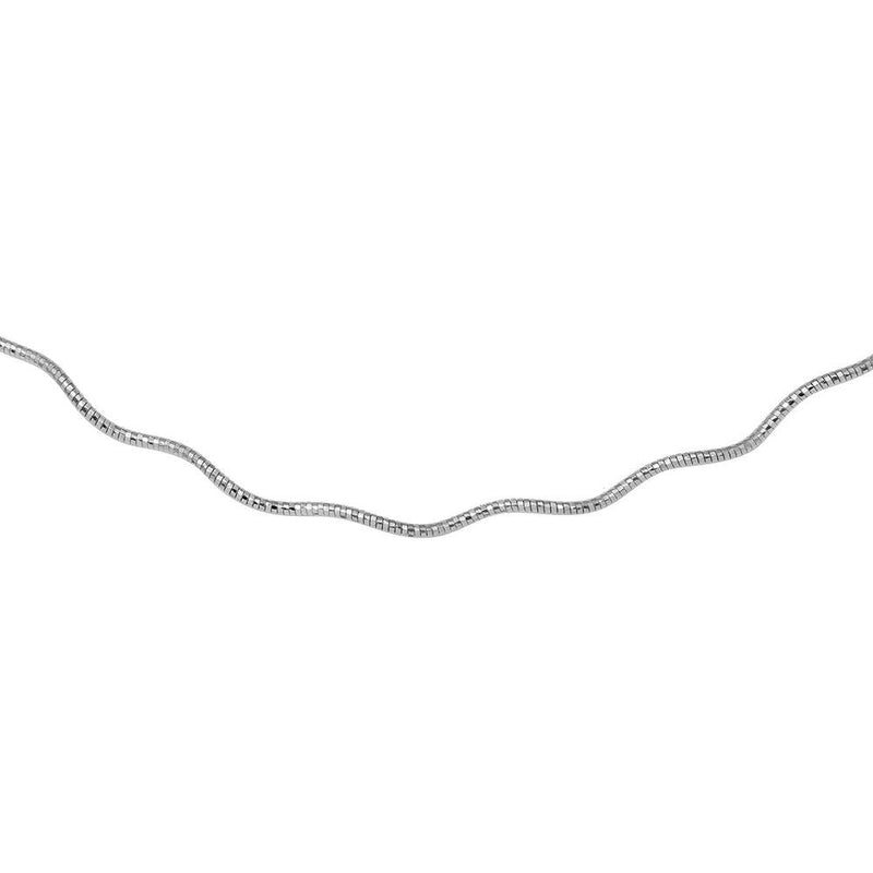 Silver 925 1 Layer Wave Omega Spring Chain Rhodium Plated 1.3mm - CH922 RH | Silver Palace Inc.