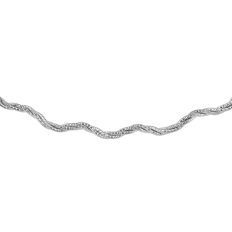 Silver 925 3 Layer Wave Omega Spring Chain Rhodium Plated 2.7mm - CH918 RH | Silver Palace Inc.