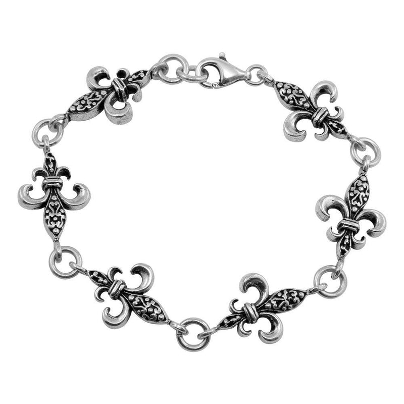 Closeout-Silver 925 Oxidized Filigree Link Bracelet - OXB00016 | Silver Palace Inc.