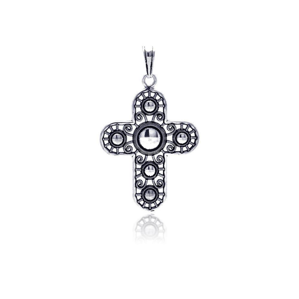 Silver 925 Oxidized Outline Cross Pendant - OXP00010 | Silver Palace Inc.
