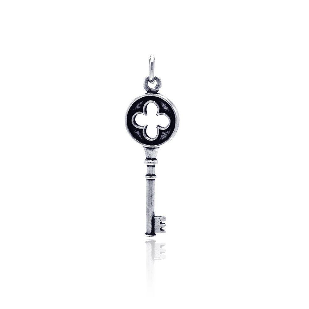 Silver 925 Oxidized Clover Key Pendant - OXP00021 | Silver Palace Inc.