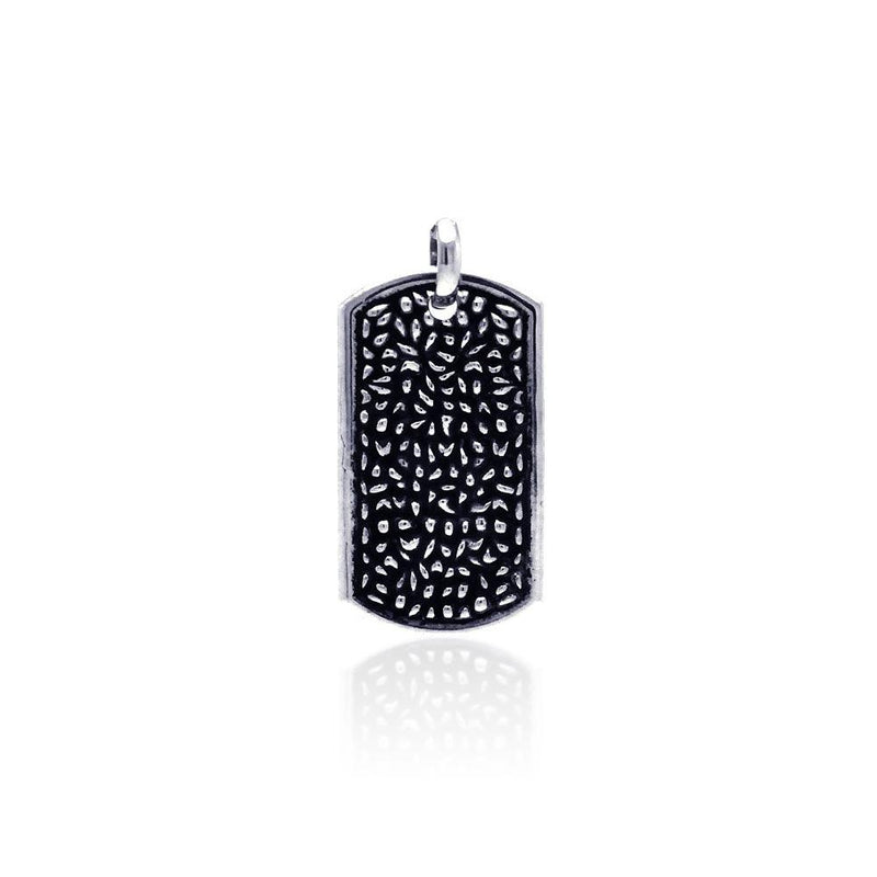 Silver 925 Oxidized Textured Dog Tag Pendant - OXP00030 | Silver Palace Inc.