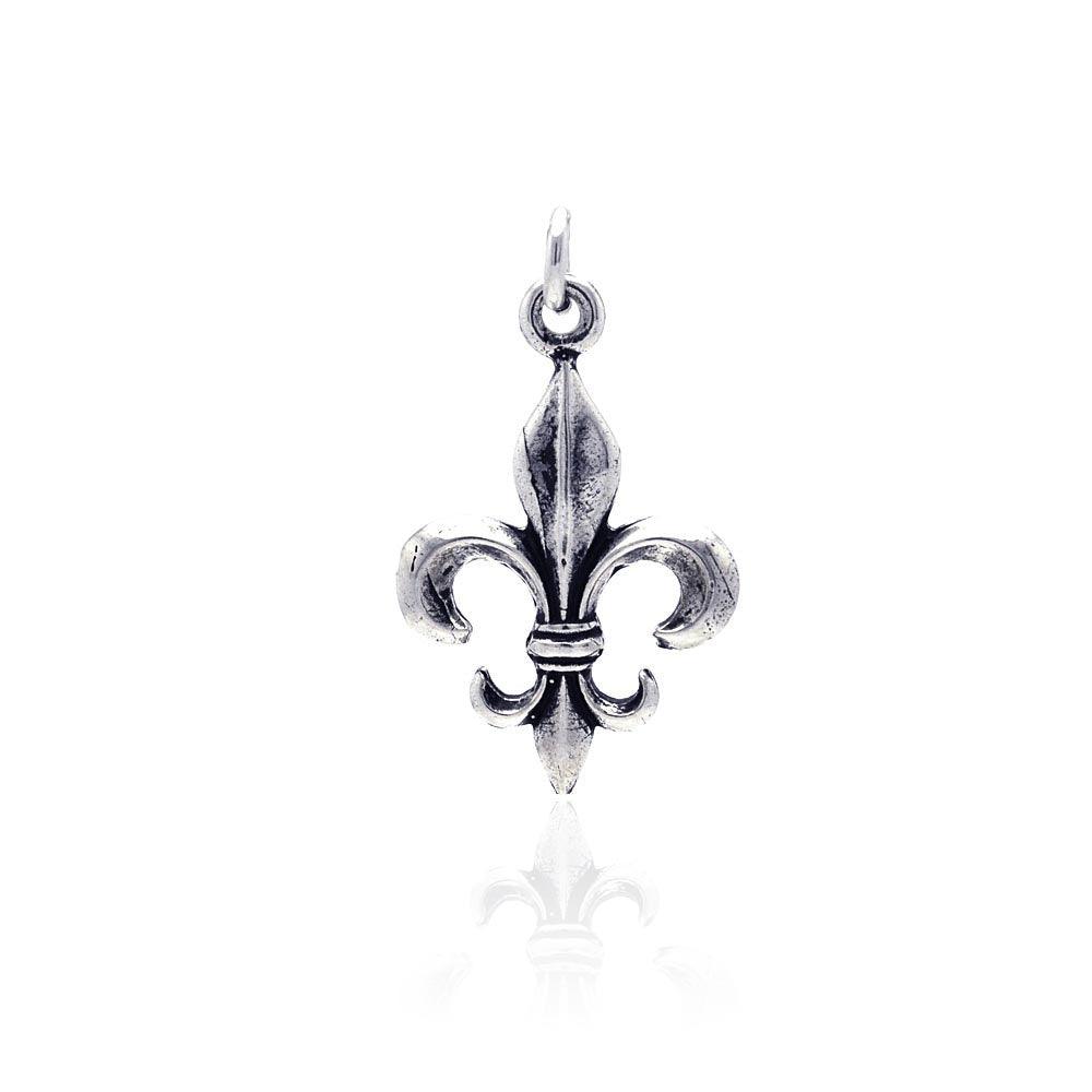 Silver 925 Oxidized Fleur De Lis Pendant - OXP00035 | Silver Palace Inc.