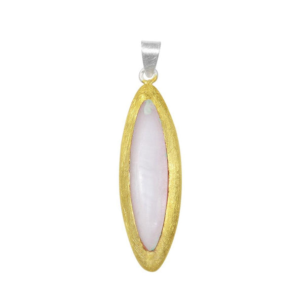 Closeout-Silver 925 Two-Toned Oval Pendant - P 640346PNK | Silver Palace Inc.