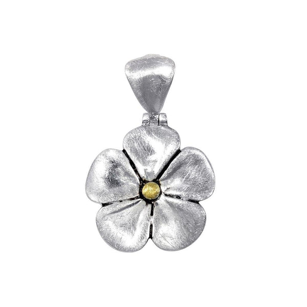 Closeout-Silver 925 Two-Toned Flower Pendant - P 65654 | Silver Palace Inc.