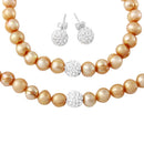 Fresh Water Champagne Pearl Set with CZ Encrusted Sterling Silver Beads - PJS00001CHP | Silver Palace Inc.