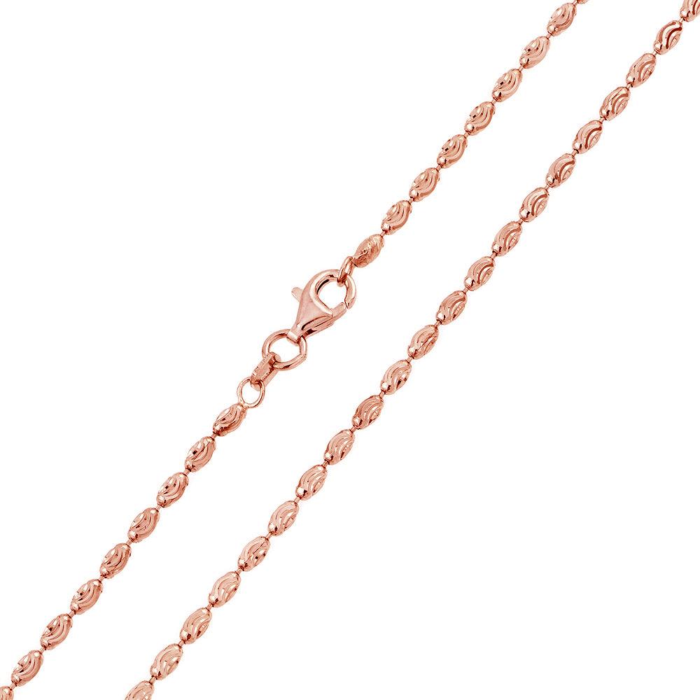Silver 925 Rose Gold Plated Oval Curved DC Bead 002 Chains - CH147 RGP | Silver Palace Inc. #plating_rose gold