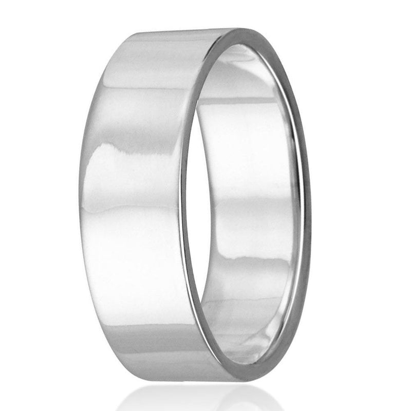 Silver 925 Plain Wedding Band Flat Ring - RING02-8MM | Silver Palace Inc.