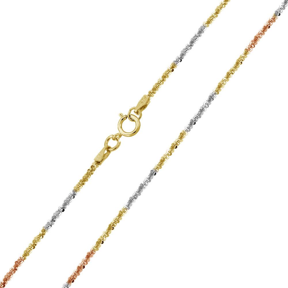 Silver 925 Multi Plated Diamond Cut Roc 025 Chain 1.3mm - CH261 MUL | Silver Palace Inc. #plating_three-tone