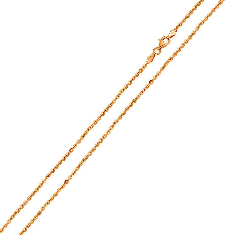 Silver 925 Rose Gold Plated Diamond Cut Edge Rolo 040 Chains 1.3mm - CH162 RGP | Silver Palace Inc.
