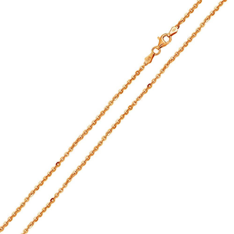 925 Silver Rose Gold Plated Diamond Cut Edge Rolo 050 Chains 1.7mm - CH163 RGP | Silver Palace Inc.