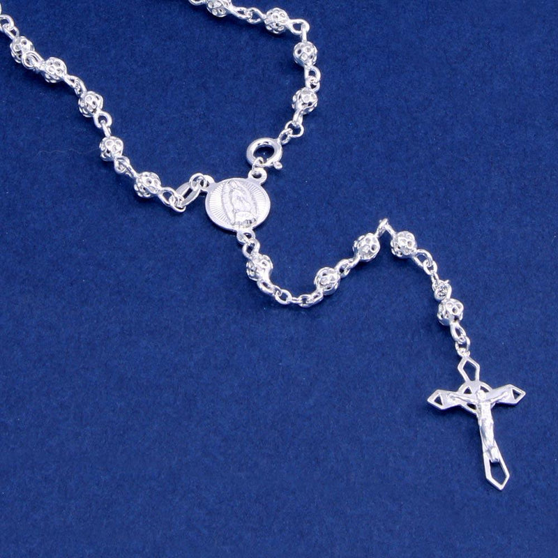 Silver 925 High Polished Filigree Rosary 4mm - ROS12-4MM | Silver Palace Inc.