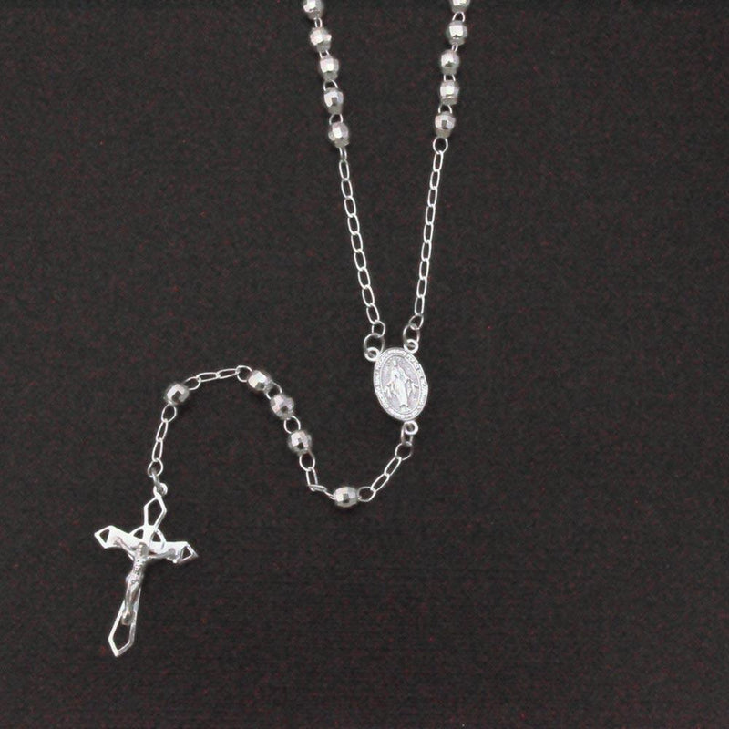 Silver 925 High Polished Diamond Cut Rosary 4mm - ROS14-4MM | Silver Palace Inc.