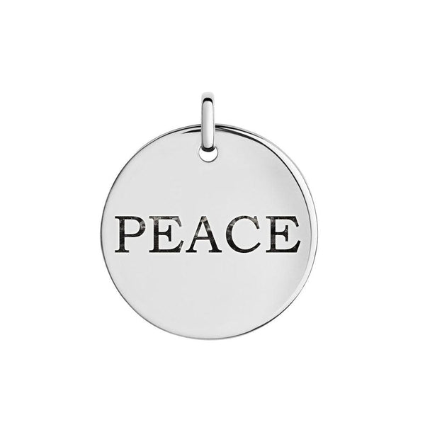 Silver 925 'Peace' Engraved Disc Pendant - CHARM005 | Silver Palace Inc.