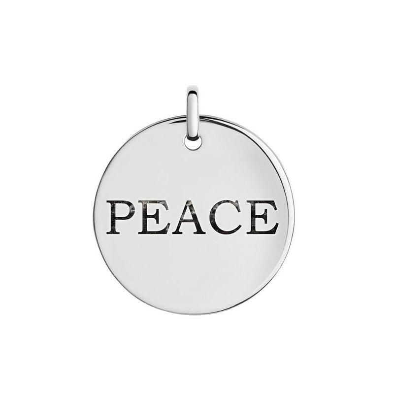 Silver 925 'Peace' Engraved Disc Pendant - CHARM005 | Silver Palace Inc.