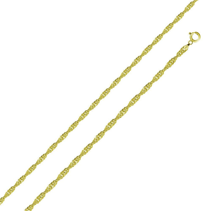 Silver Gold Plated Singapore 015 Chain 1mm - CH328 GP | Silver Palace Inc.