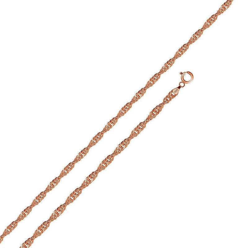 Silver 925 Rose Gold Plated Singapore 020 Chain 1.2mm - CH166 RGP | Silver Palace Inc.