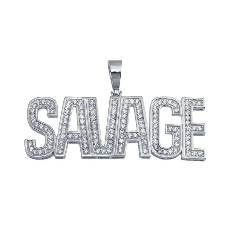 Silver 925 Rhodium Plated Savage Hip Hop Pendant - SLP00013 | Silver Palace Inc.