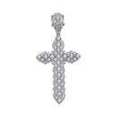 Rhodium Plated 925 Sterling Silver CZ Cross Hip Hop Pendant - SLP00183 | Silver Palace Inc.