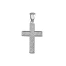 Rhodium Plated 925 Sterling Silver CZ Cross Hip Hop Pendant - SLP00193 | Silver Palace Inc.