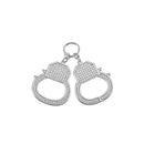Rhodium Plated 925 Sterling Silver CZ Hand Cuffs Hip Hop Pendant - SLP00205 | Silver Palace Inc.