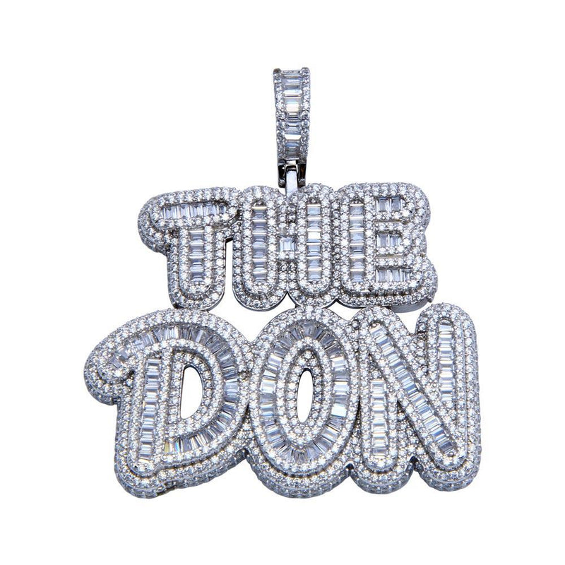 Rhodium Plated 925 Sterling Silver CZ THE DON Hip Hop Pendant - SLP00240 | Silver Palace Inc.