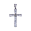Rhodium Plated 925 Sterling Silver CZ  Cross Hip Hop Pendant - SLP00263 | Silver Palace Inc.