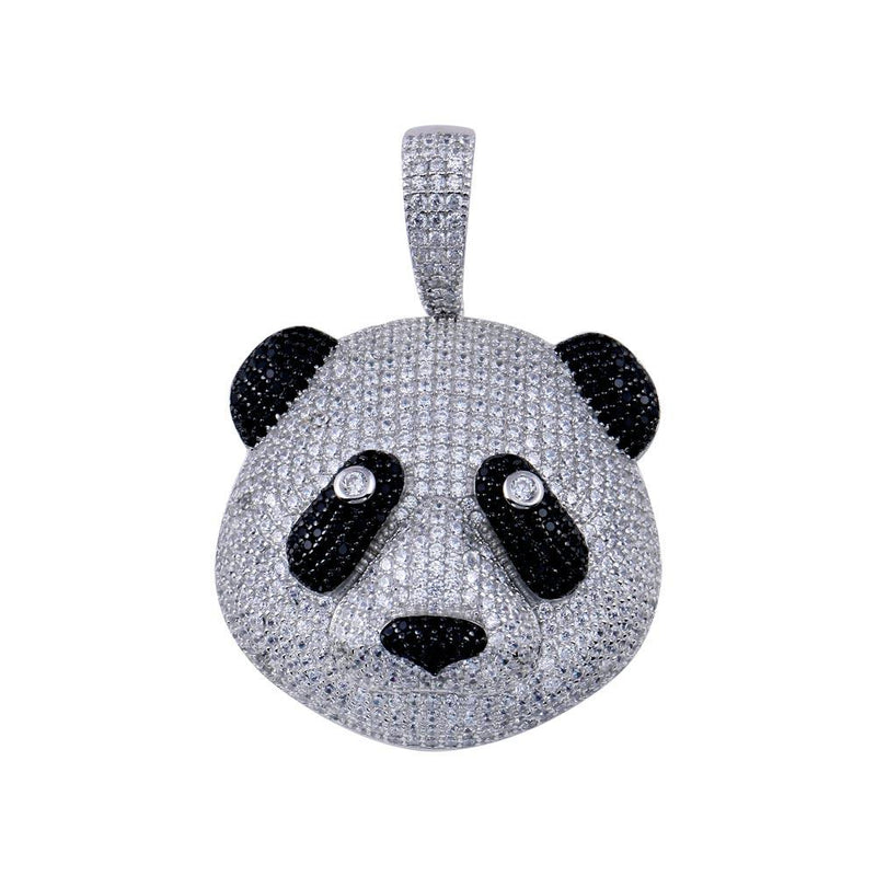 Rhodium Plated 925 Sterling Silver CZ  Panda Hip Hop Pendant - SLP00265 | Silver Palace Inc.