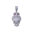 Rhodium Plated 925 Sterling Silver CZ  Owl Hip Hop Pendant - SLP00267 | Silver Palace Inc.